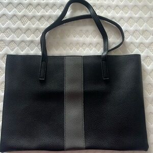 Vince Camuto black and gray faux pebbled leather large tote bag